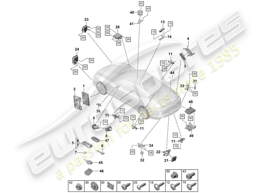 porsche 2019 (panamera 971-1) steuergeräte ersatzteildiagramm