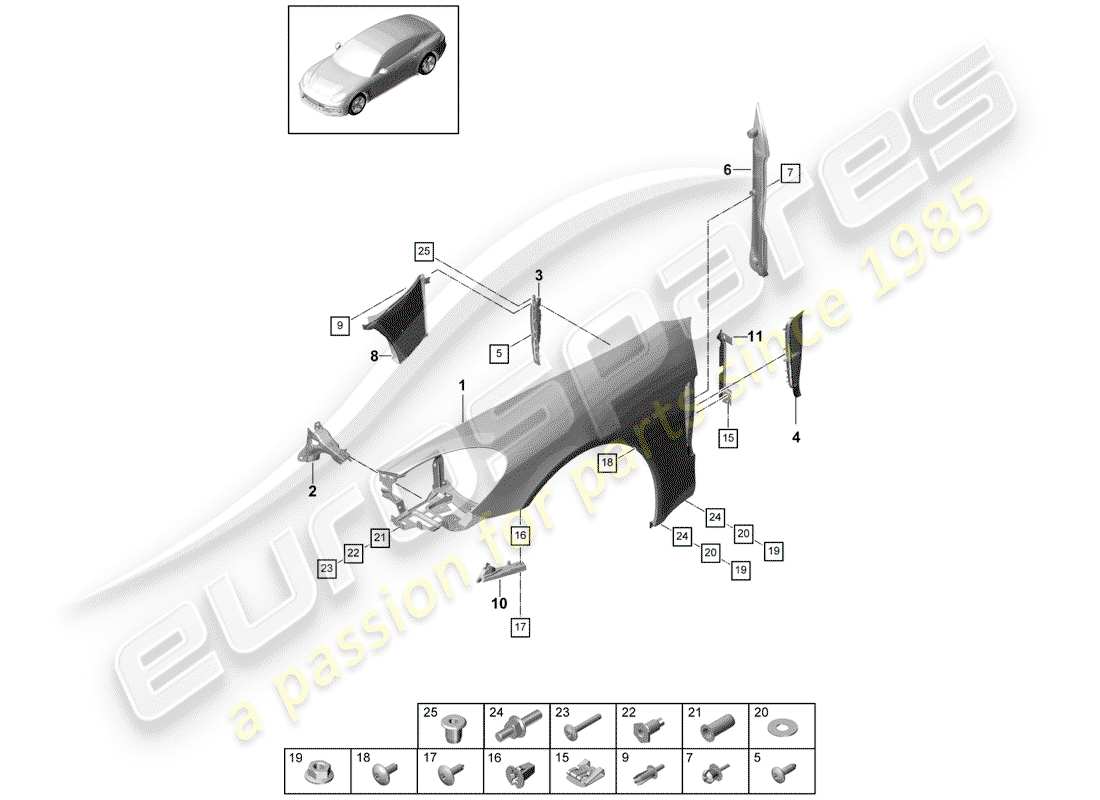 porsche 2020 (panamera 971-1) fender-teilediagramm