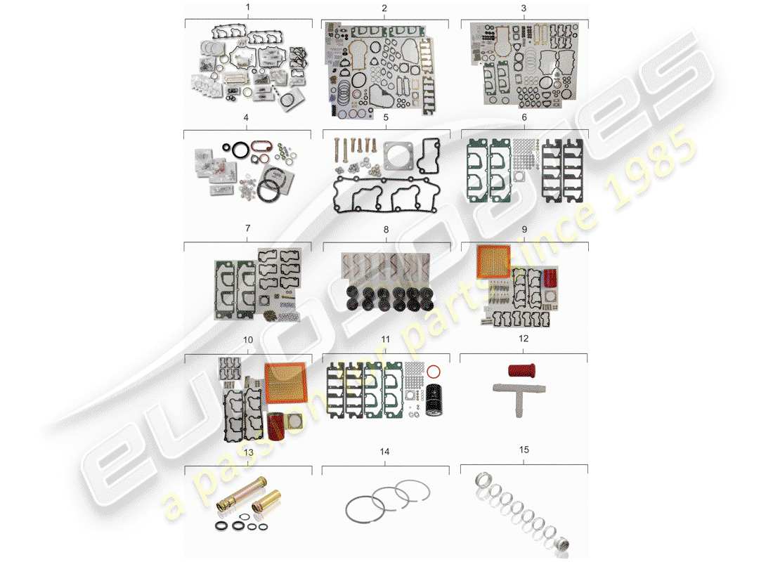 porsche 1989 (964) dichtungssatz - reparatursätze - wartungssatz ersatzteildiagramm