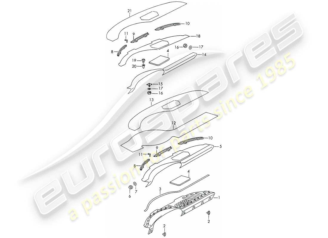 porsche 1967 (911/912) armaturenbrett - armaturenbrettverkleidung - d >> - mj 1968 ersatzteildiagramm