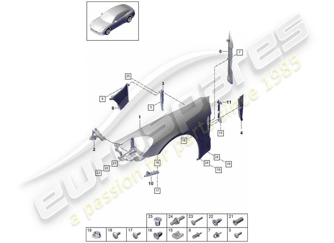 porsche 2019 (panamera 971-1) fender-teilediagramm