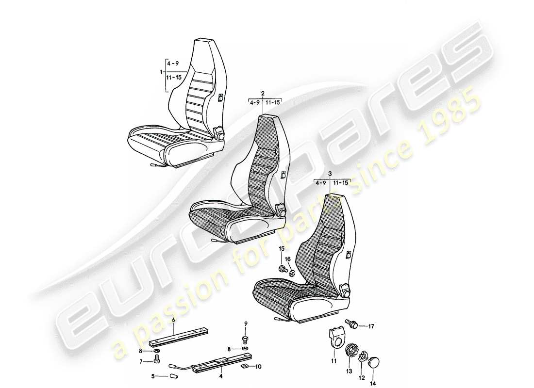 porsche 1985 (911) sportsitz - komplett - d >> - mj 1984 ersatzteillisten