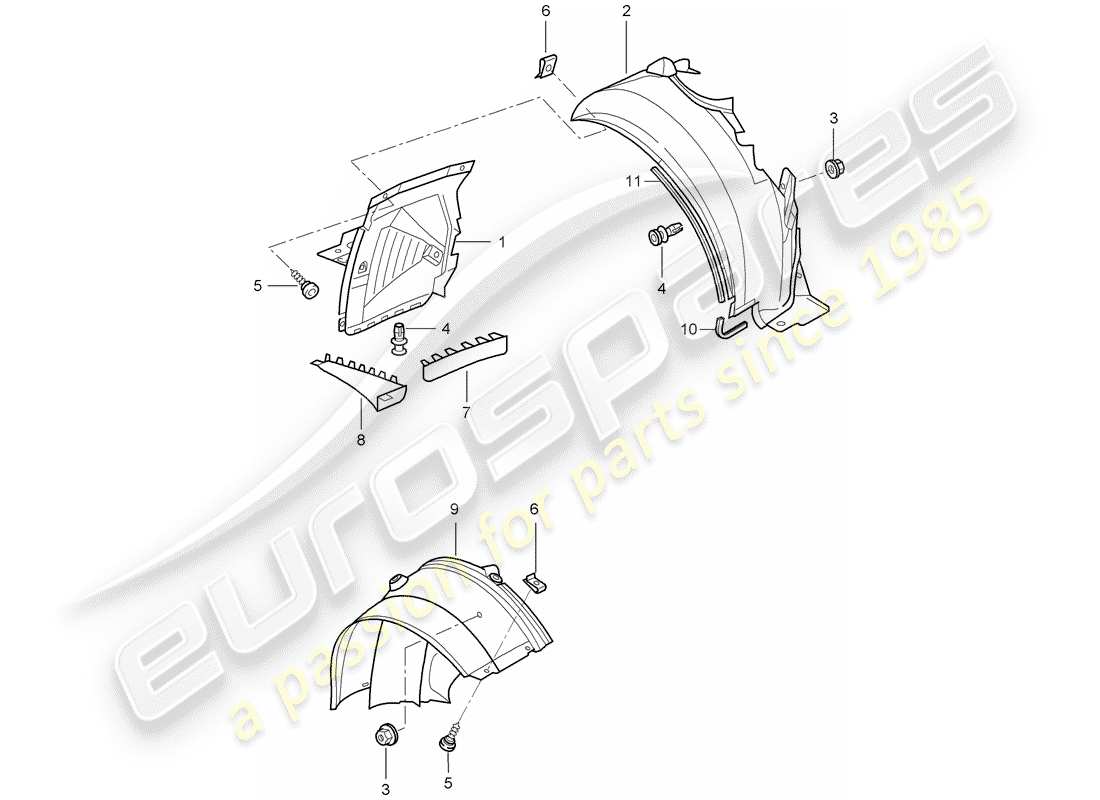porsche 2000 (996) verkleidungen - für - radkasten - d - mj 2002>> ersatzteildiagramm