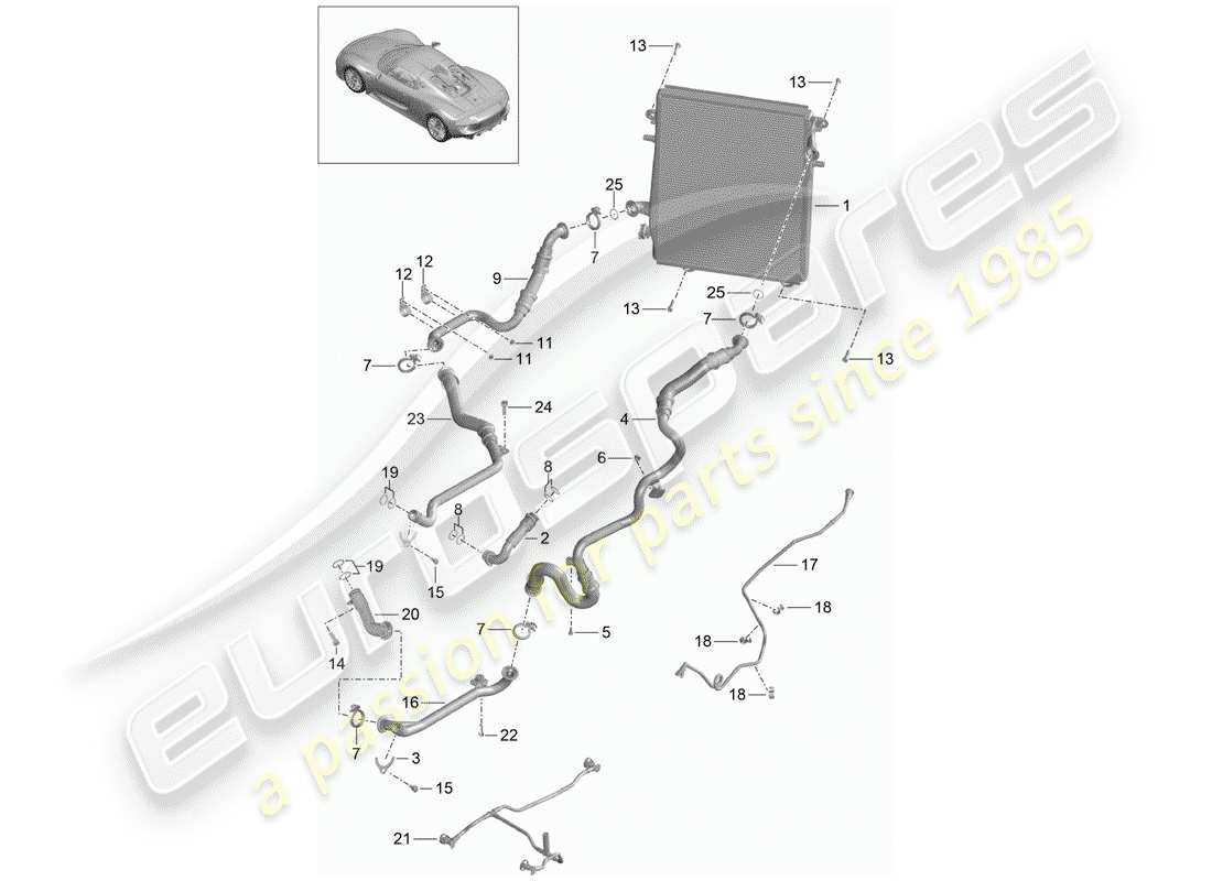 porsche 2015 (918 spyder) motorschmierung teilediagramm