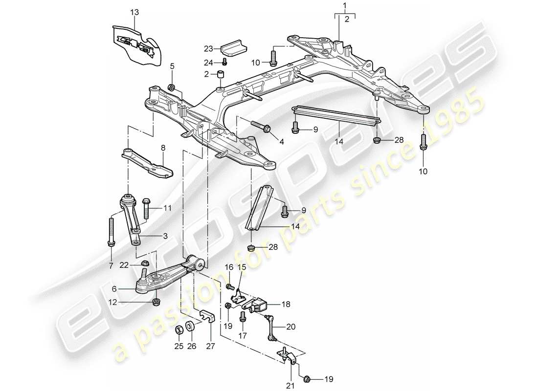 porsche 2009 997-2 turbo / gt2 quertraeger ersatzteildiagramm