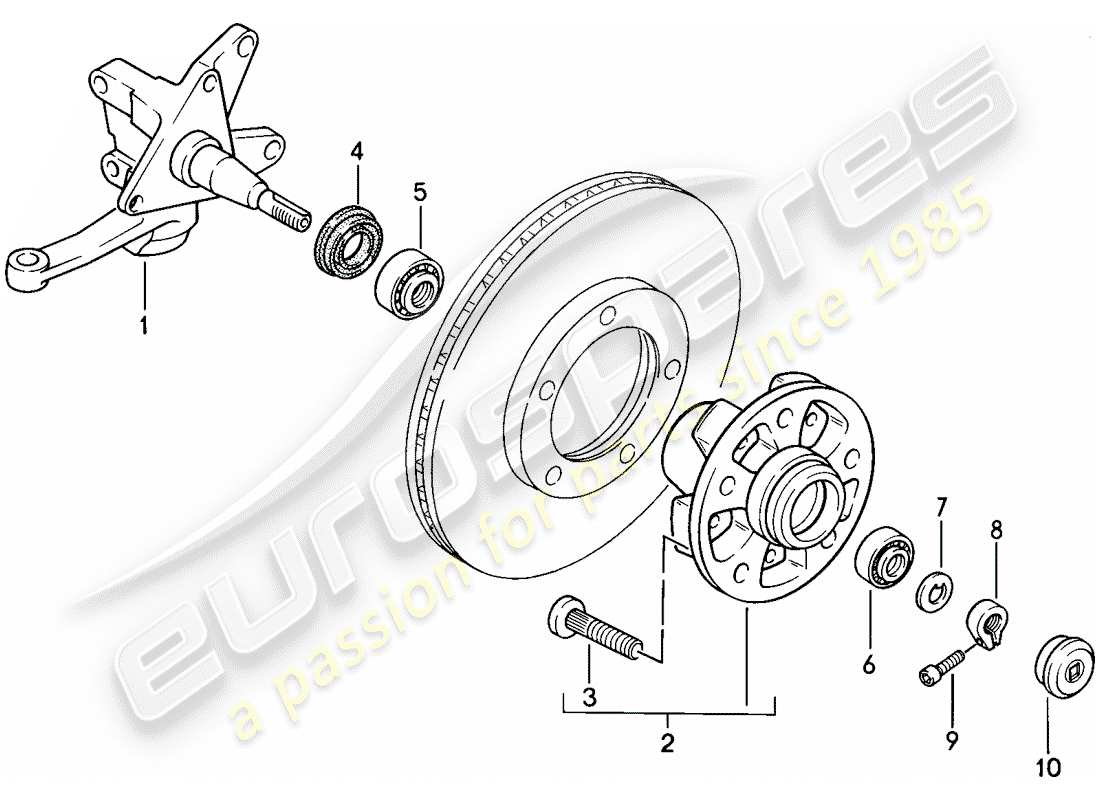 porsche 1988 (944) achsschenkel - schmiermittel ersatzteildiagramm