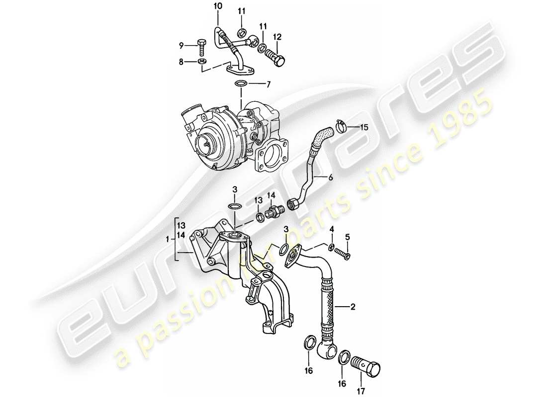 porsche 1988 (944) motorschmierung - - abgasturbolader ersatzteildiagramm