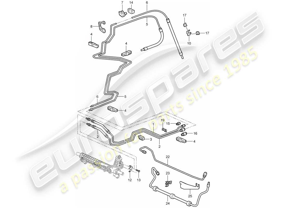 porsche 2008 (997-1 turbo / gt2) servolenkung - teilediagramm