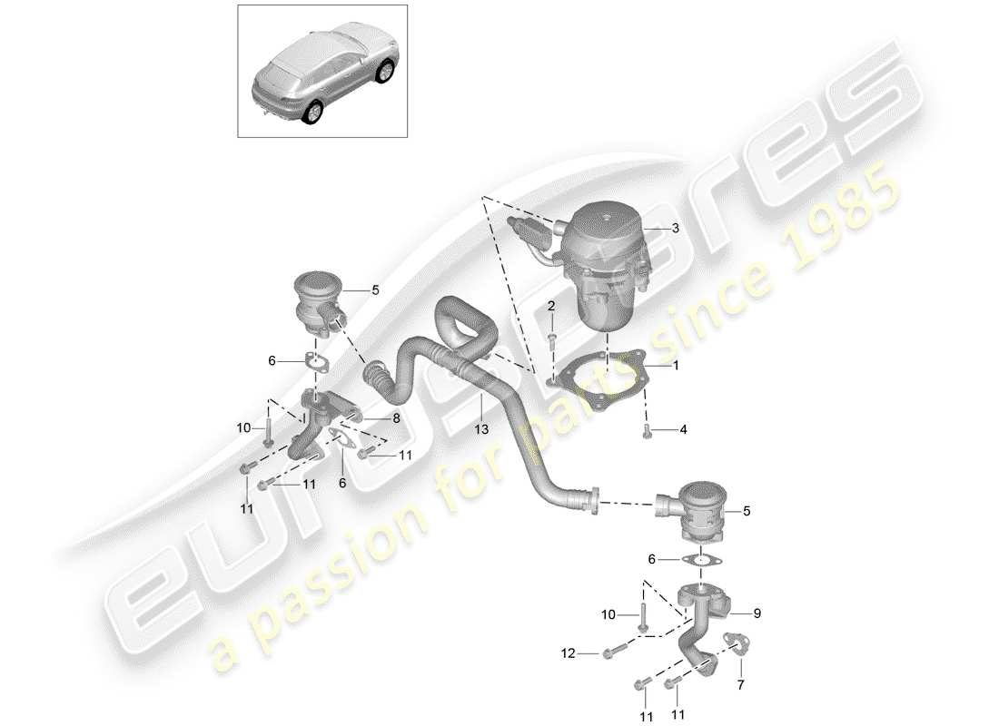porsche 2016 (macan) sekundärluftpumpe teilediagramm
