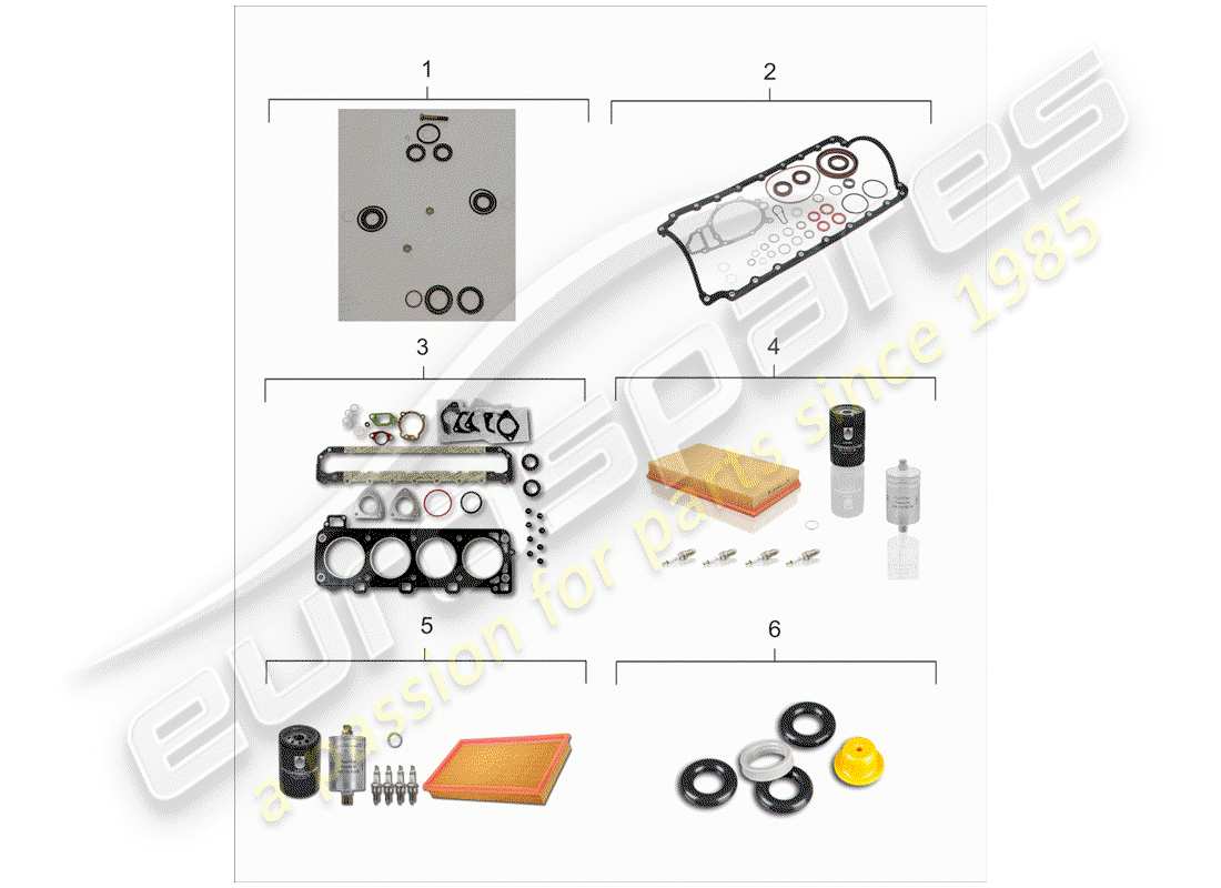porsche 1984 (944) wartungssatz - dichtungssatz - reparatursatz ersatzteildiagramm