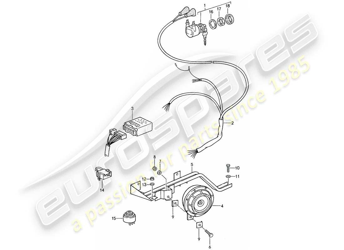 porsche 1987 (959) alarmsystem teilediagramm