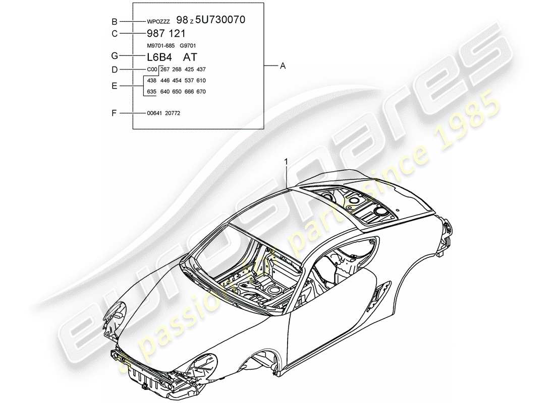 porsche 2006 (987 cayman) karosserie - teilediagramm