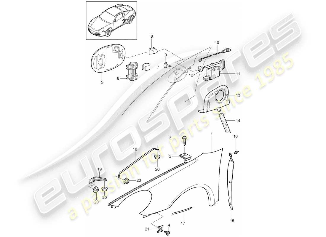 porsche 2010 (987 cayman) fender-teilediagramm