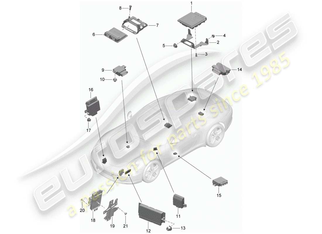 porsche 2015 (991-1) steuergeräte ersatzteildiagramm