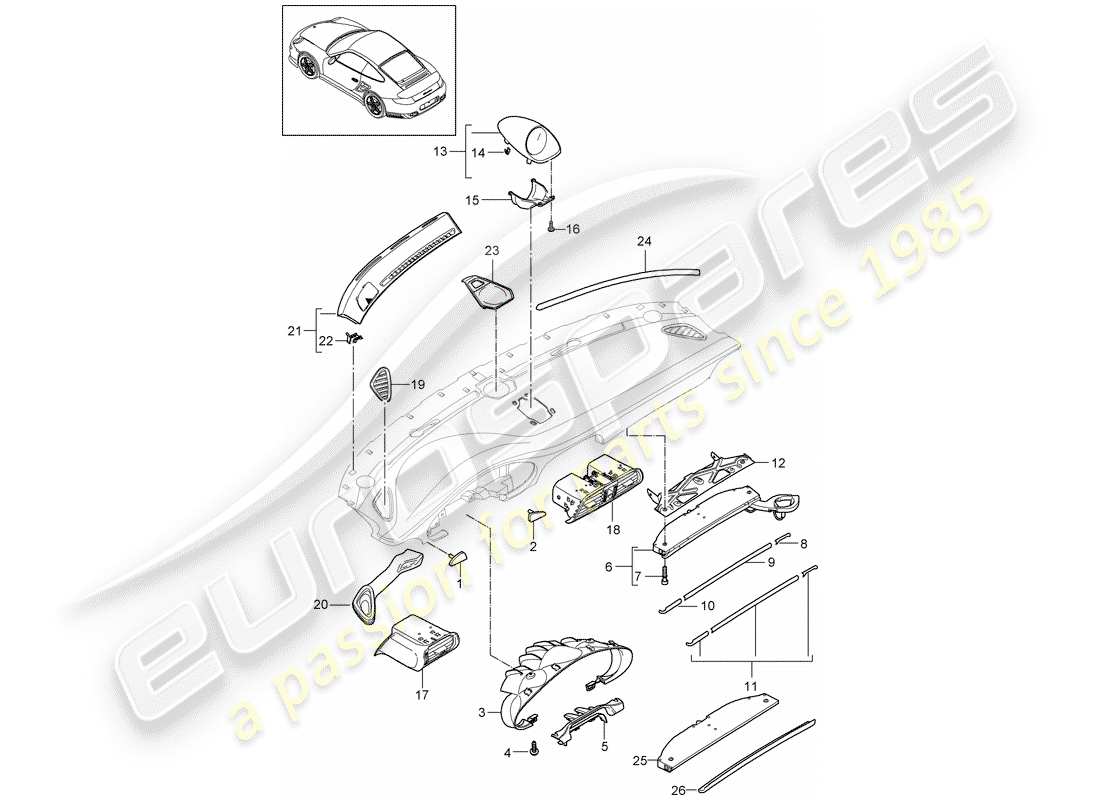 porsche 2013 (997-2 turbo / gt2 rs) zubehör teilediagramm
