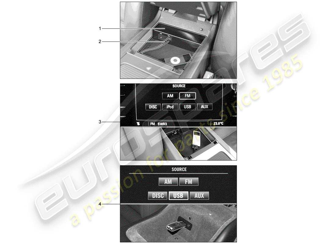 porsche 2016 (tequipment cayenne) multimedia-schnittstelle - teilediagramm