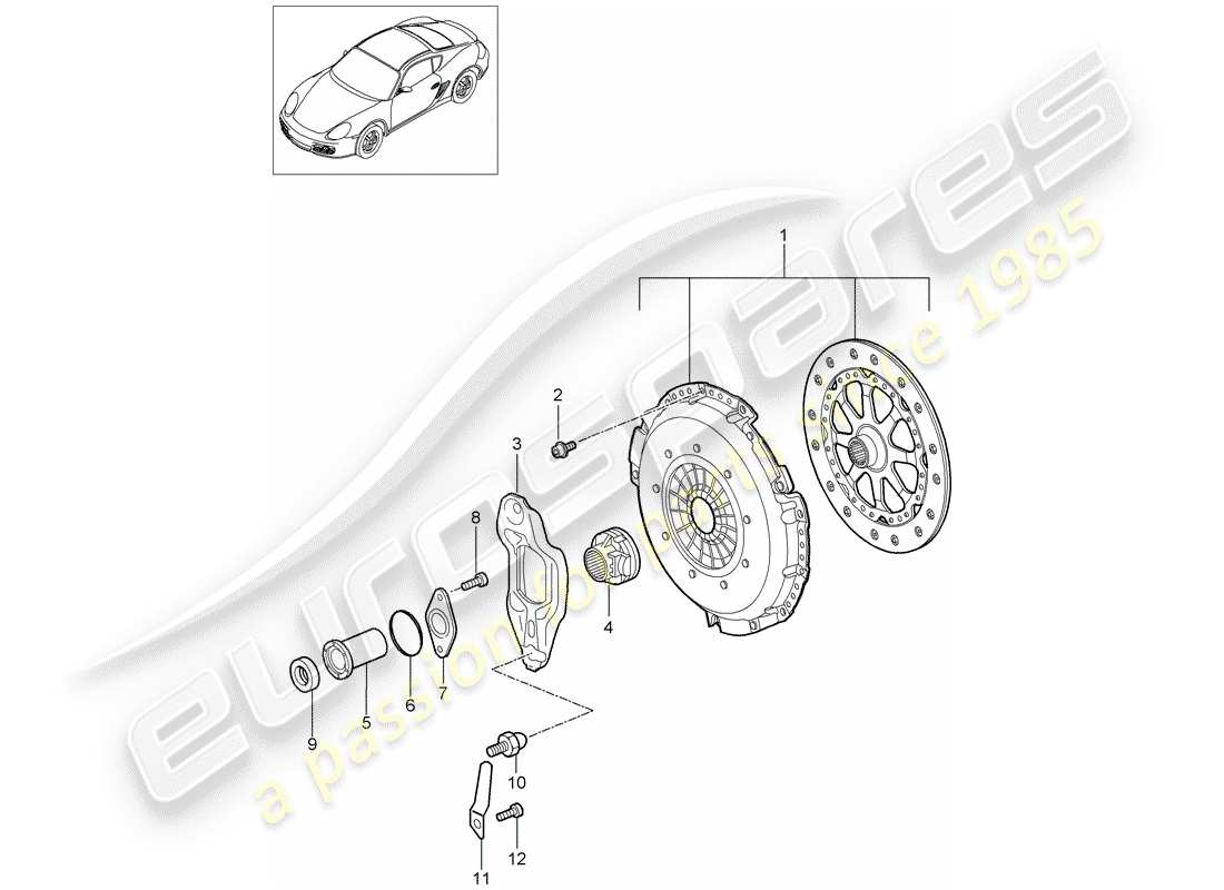 porsche 2010 (987 cayman) kupplung teilediagramm