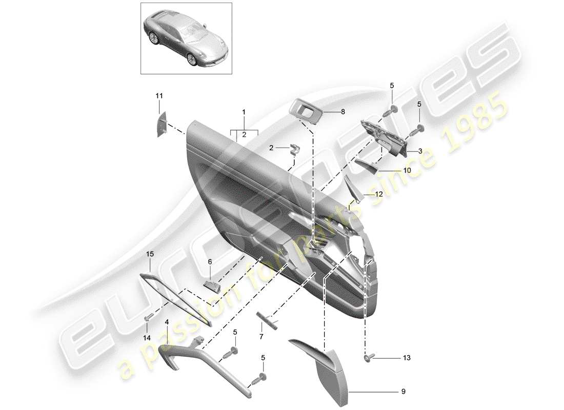 porsche 2017 (991-2) türplatte teilediagramm