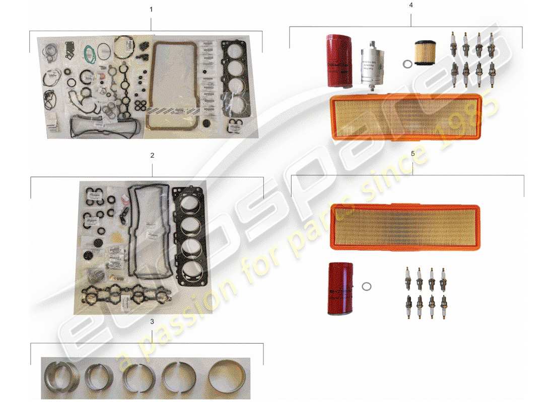 porsche 1988 (928) reparatursätze - wartungssätze - dichtungssätze ersatzteildiagramm