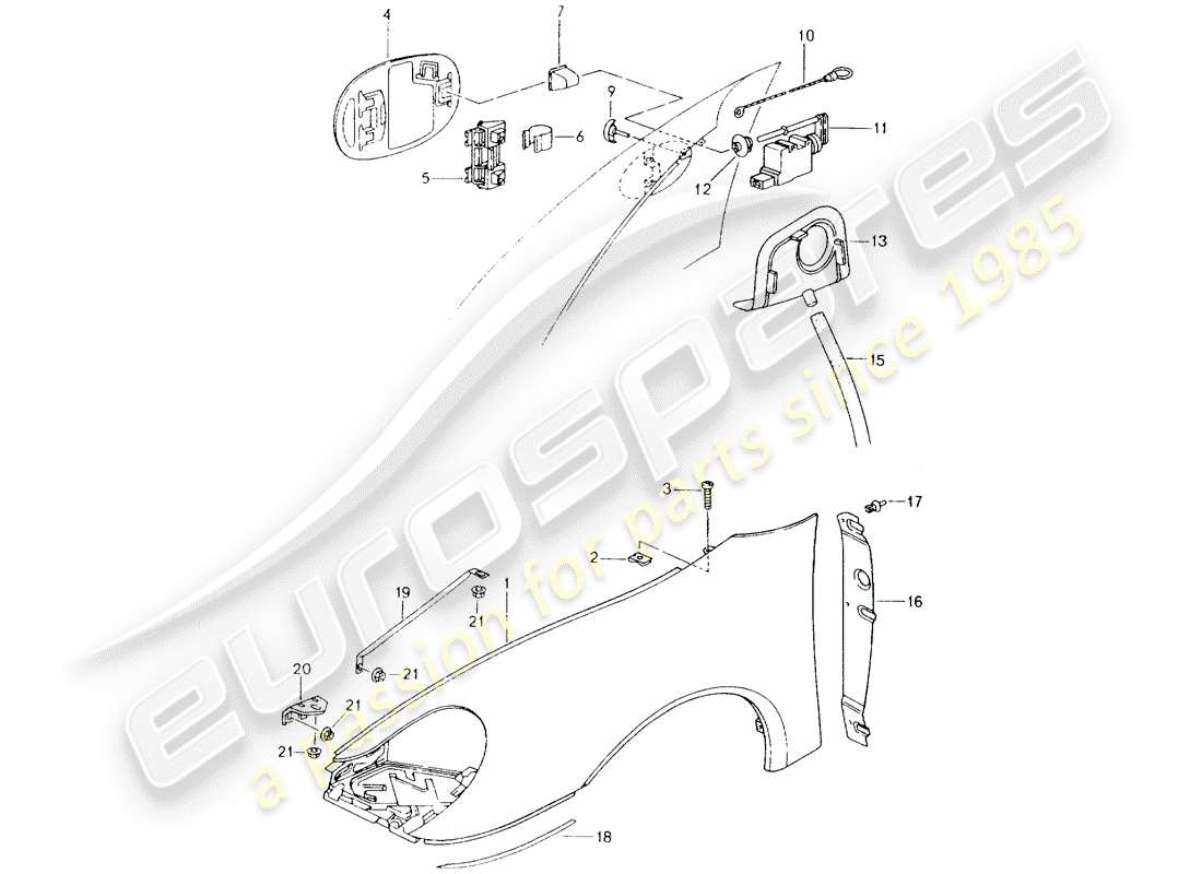 porsche 2000 (986 boxster) fender-teilediagramm