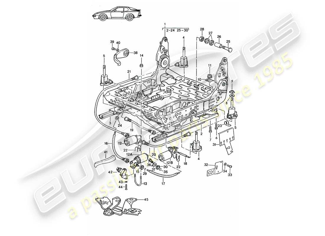 porsche 1987 (seats for 944/968/911/928) rahmen für sitz - manuell - elektrisch - d >> - mj 1988 ersatzteildiagramm