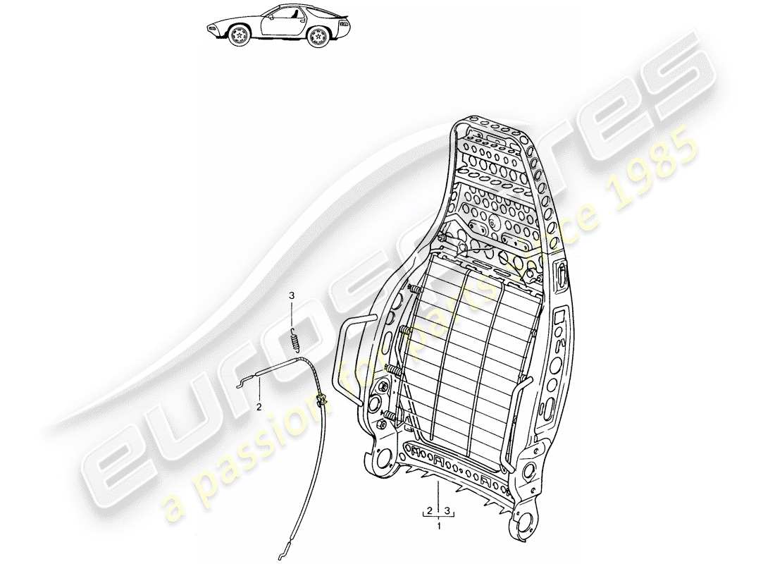 porsche 1987 (seats for 944/968/911/928) rückenlehnenrahmen - sportsitz - d - mj 1985>> - mj 1986 ersatzteildiagramm