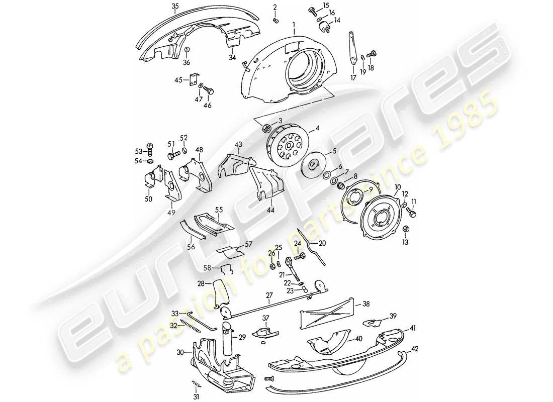 porsche 1963 (356b/356c) luftkühlung - heizung - alte version ersatzteildiagramm