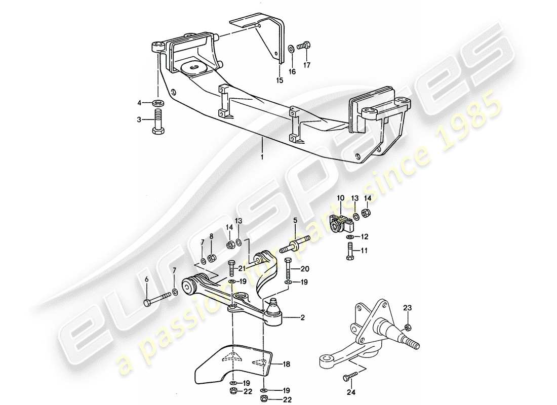 porsche 1992 (968) querlenker - quertraeger ersatzteildiagramm