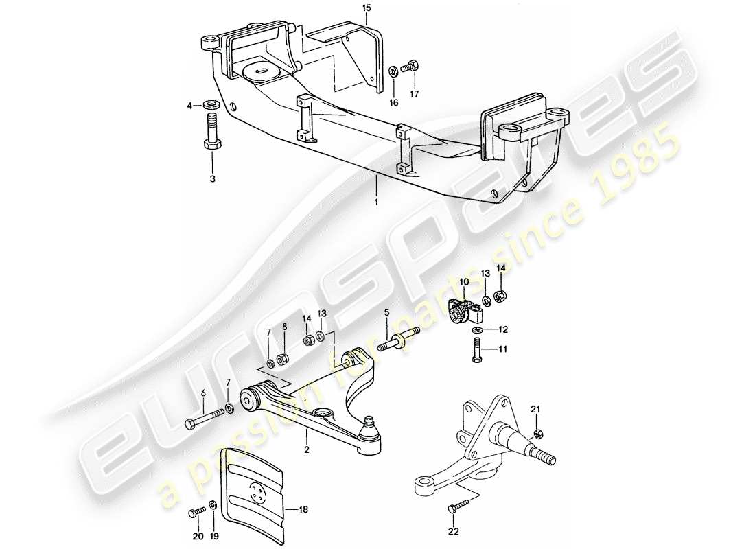 porsche 1991 (944) querlenker - quertraeger ersatzteildiagramm