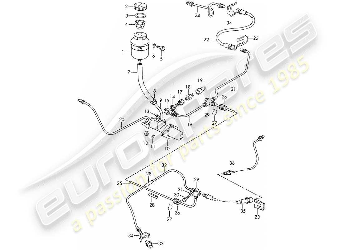 porsche 1967 (911/912) vorratsbehälter für - bremsflüssigkeit - hauptbremszylinder - d >> - mj 1967 ersatzteildiagramm