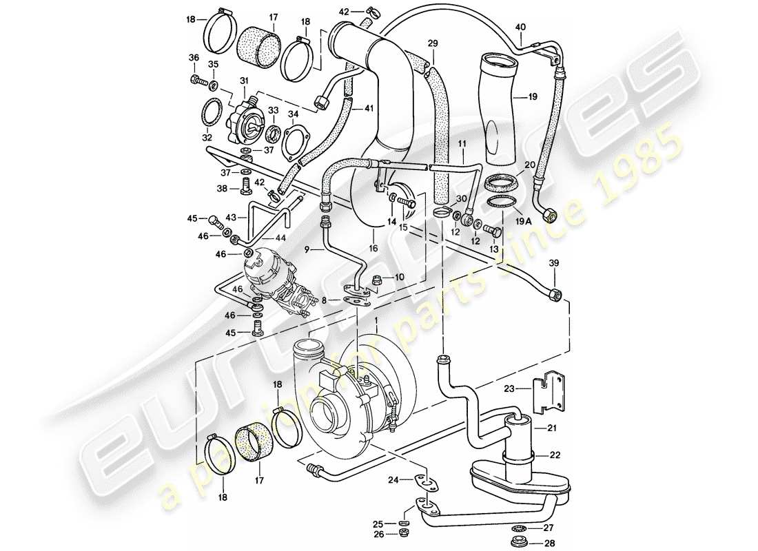 porsche 1984 (911) turbolader teilediagramm