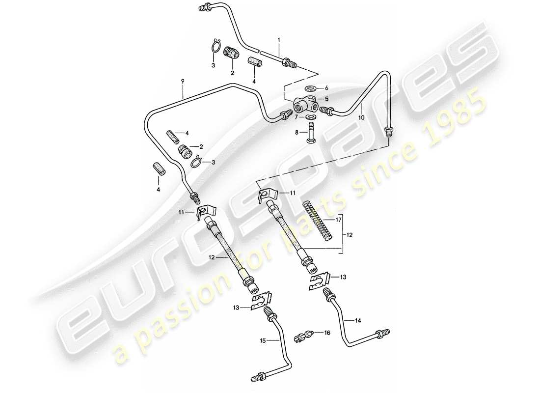 porsche 1985 (911) bremsleitung ersatzteildiagramm