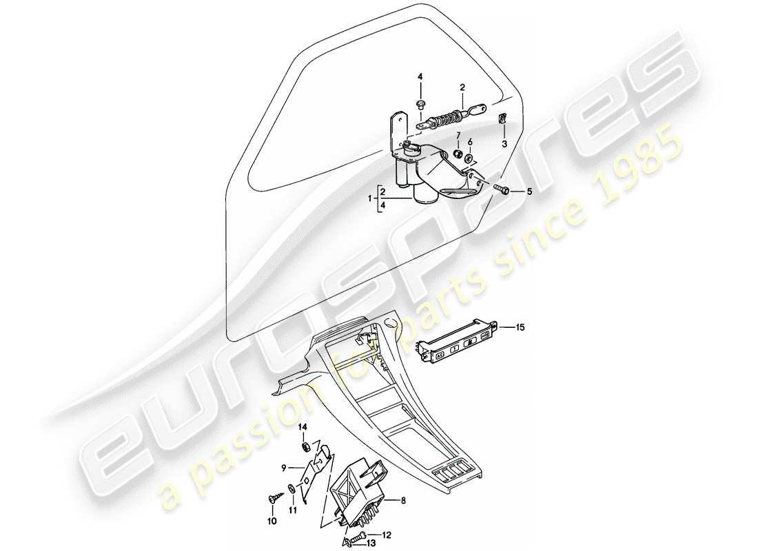 porsche 1985 (928) zentralverriegelungssystem ersatzteildiagramm