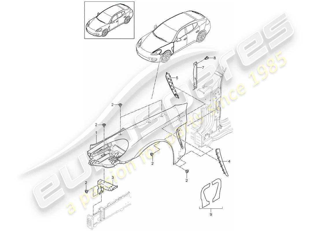 porsche 2015 (panamera 970) fender-teilediagramm