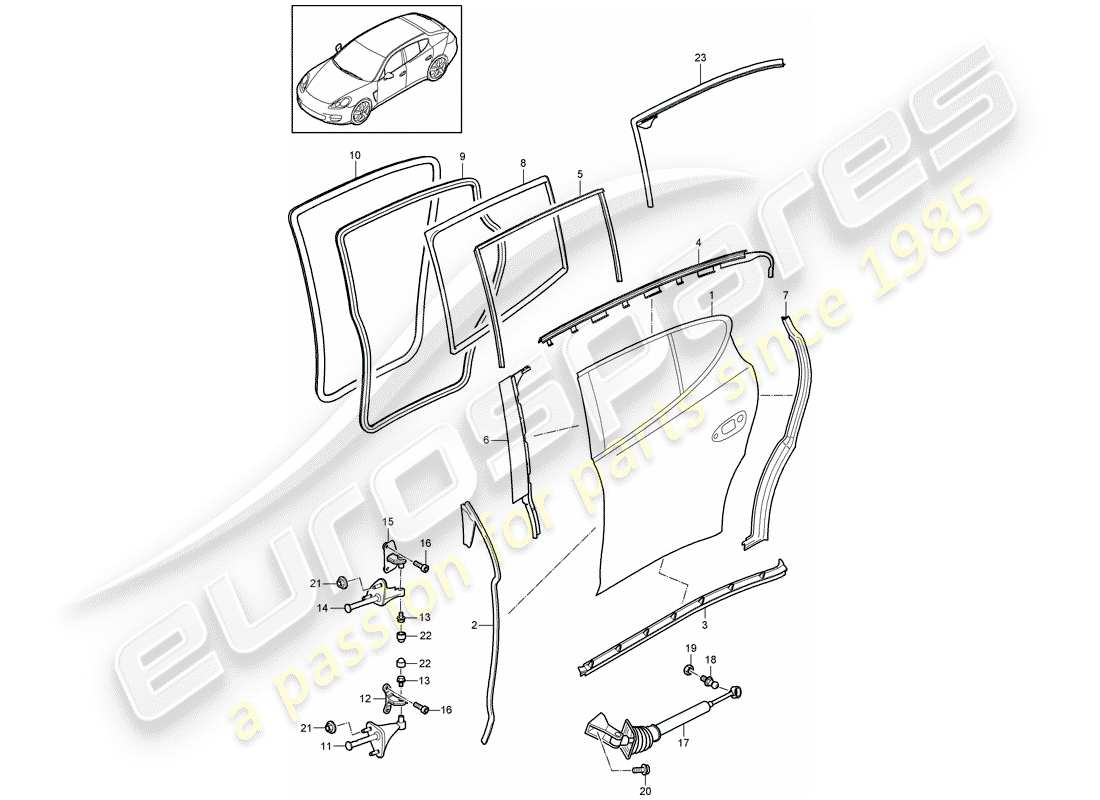 porsche 2015 (panamera 970) türschale teilediagramm