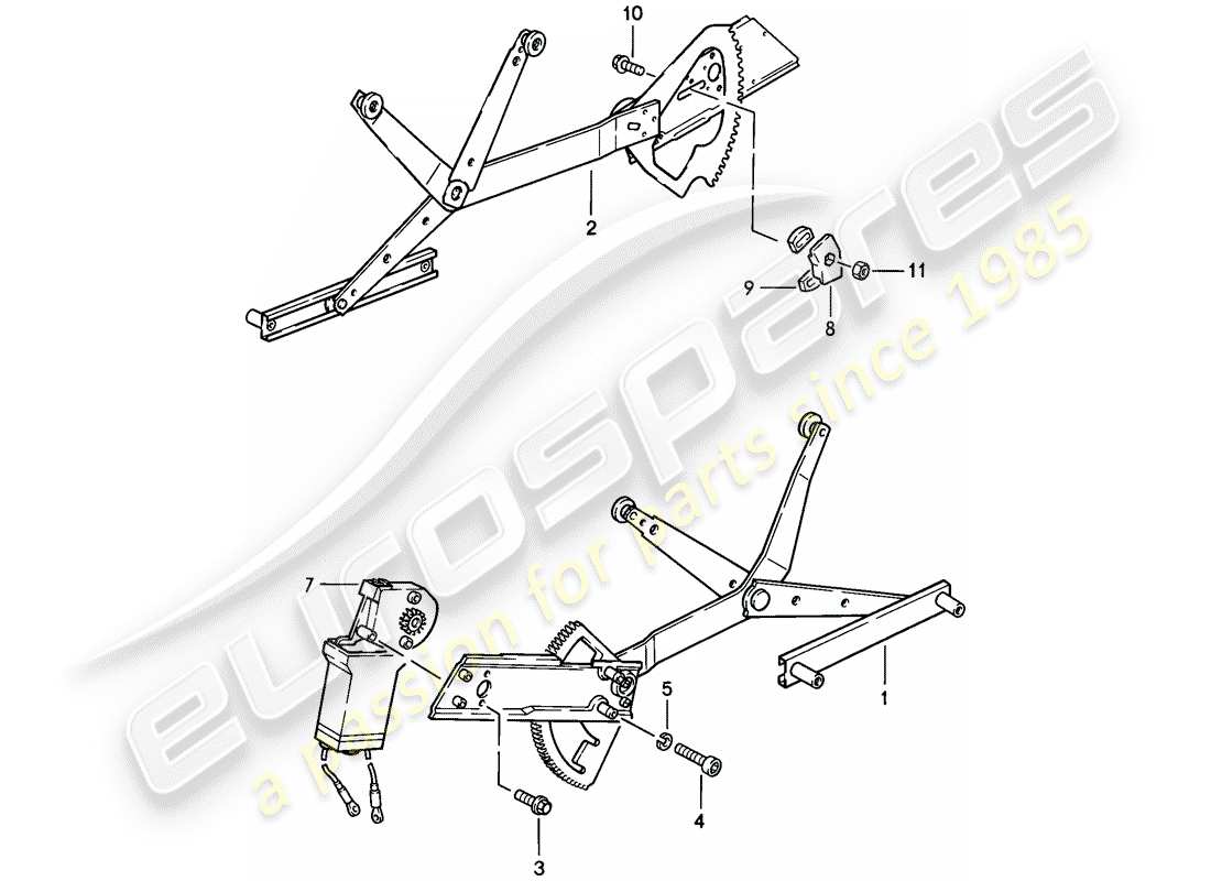 porsche 1985 (911) fensterheber teilediagramm