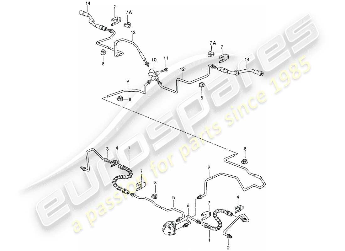 porsche 1994 (993) bremsleitung - vorderachse - unterboden - hinterachse ersatzteildiagramm