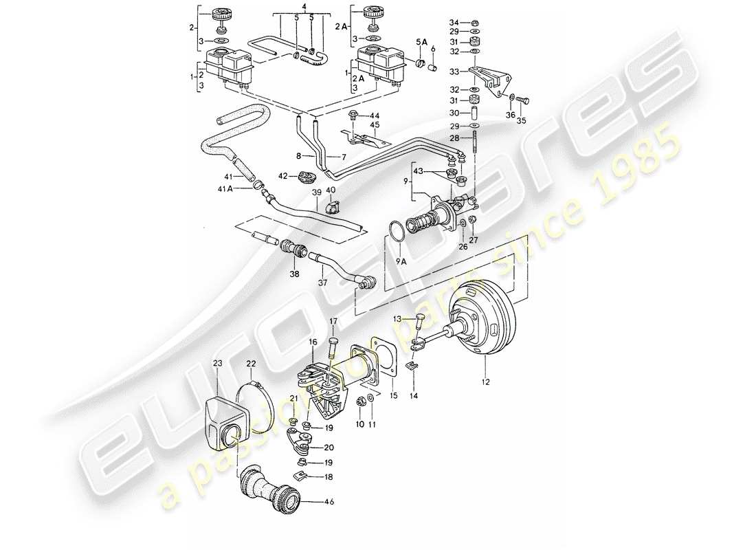 porsche 1994 (993) vorratsbehälter für - bremsflüssigkeit - hauptbremszylinder ersatzteildiagramm