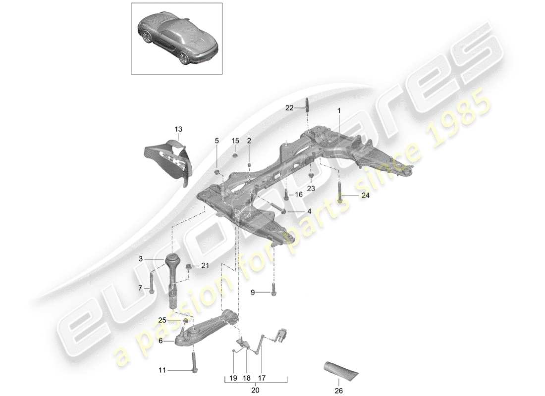 porsche 2014 (981 boxster) quertraeger ersatzteildiagramm