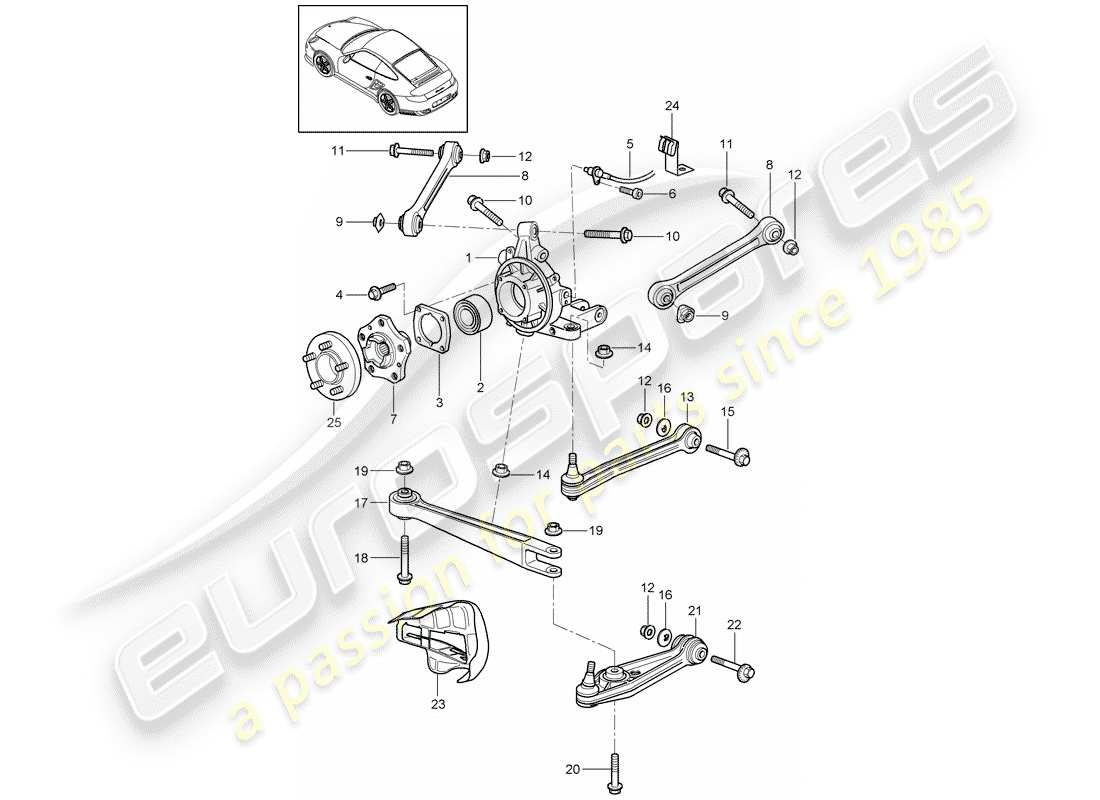 porsche 2009 997-2 turbo / gt2 hinterachse teilediagramm