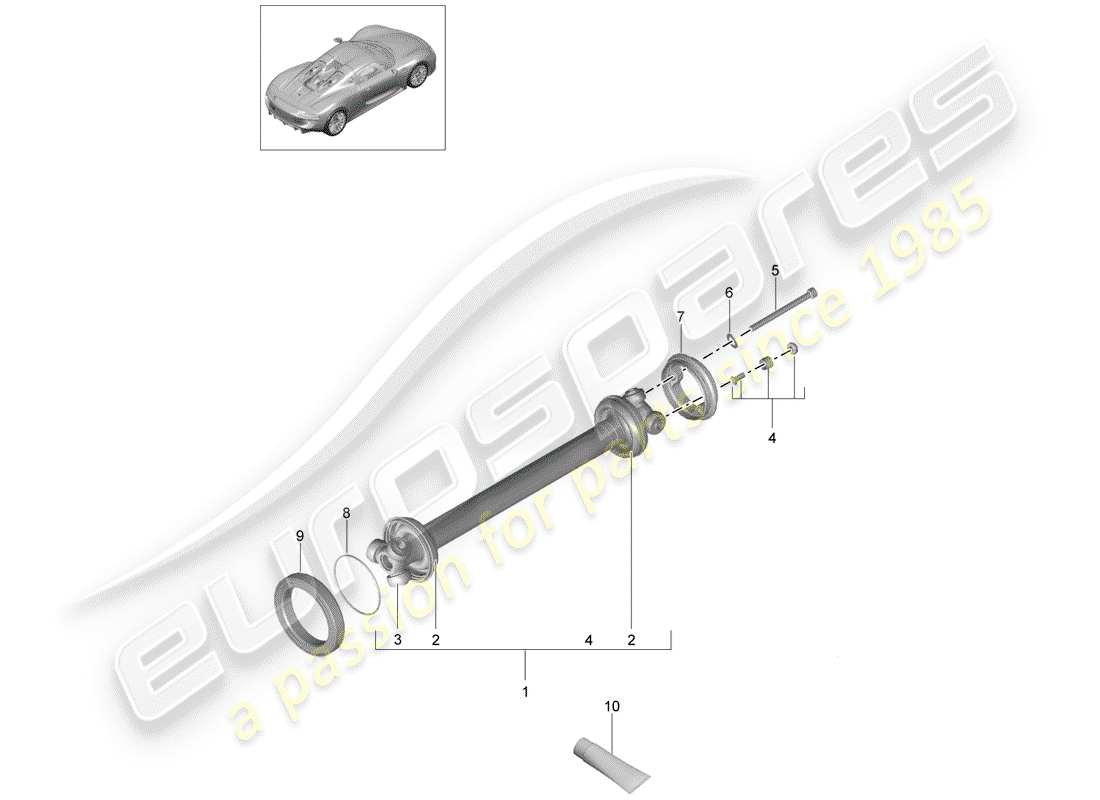 porsche 2015 (918 spyder) antriebswelle teilediagramm