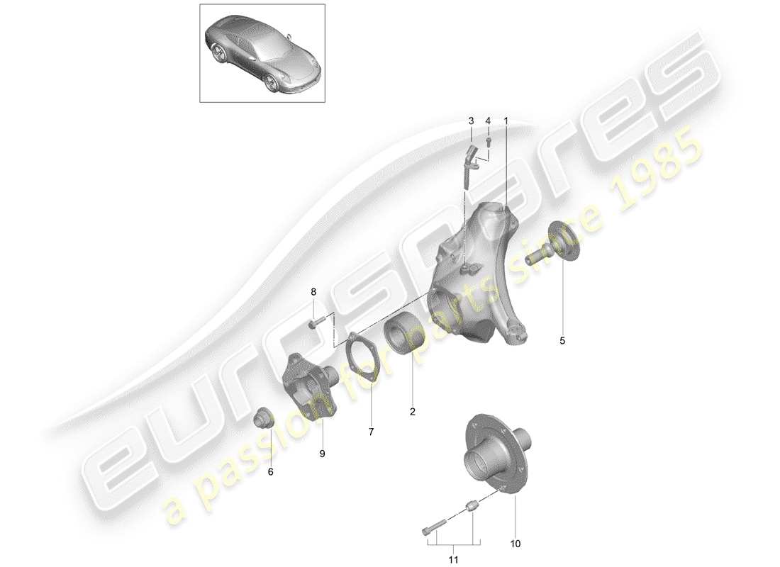 porsche 2012 (991-1) radträger ersatzteildiagramm