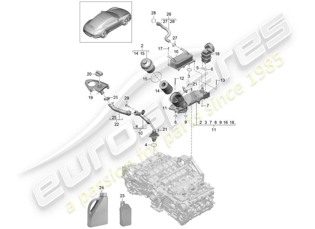 porsche 2012 (991-1) motorschmierung teilediagramm