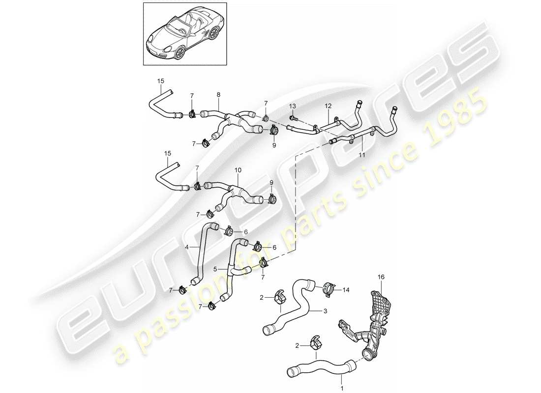 porsche 2008 (987 boxster) wasserkühlung 1 ersatzteildiagramm
