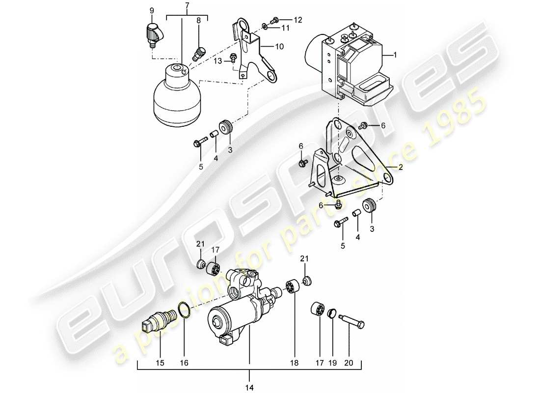 porsche 2005 (carrera gt) hydraulikaggregat - anti-blockiersystem -abs- - steuerung ersatzteildiagramm