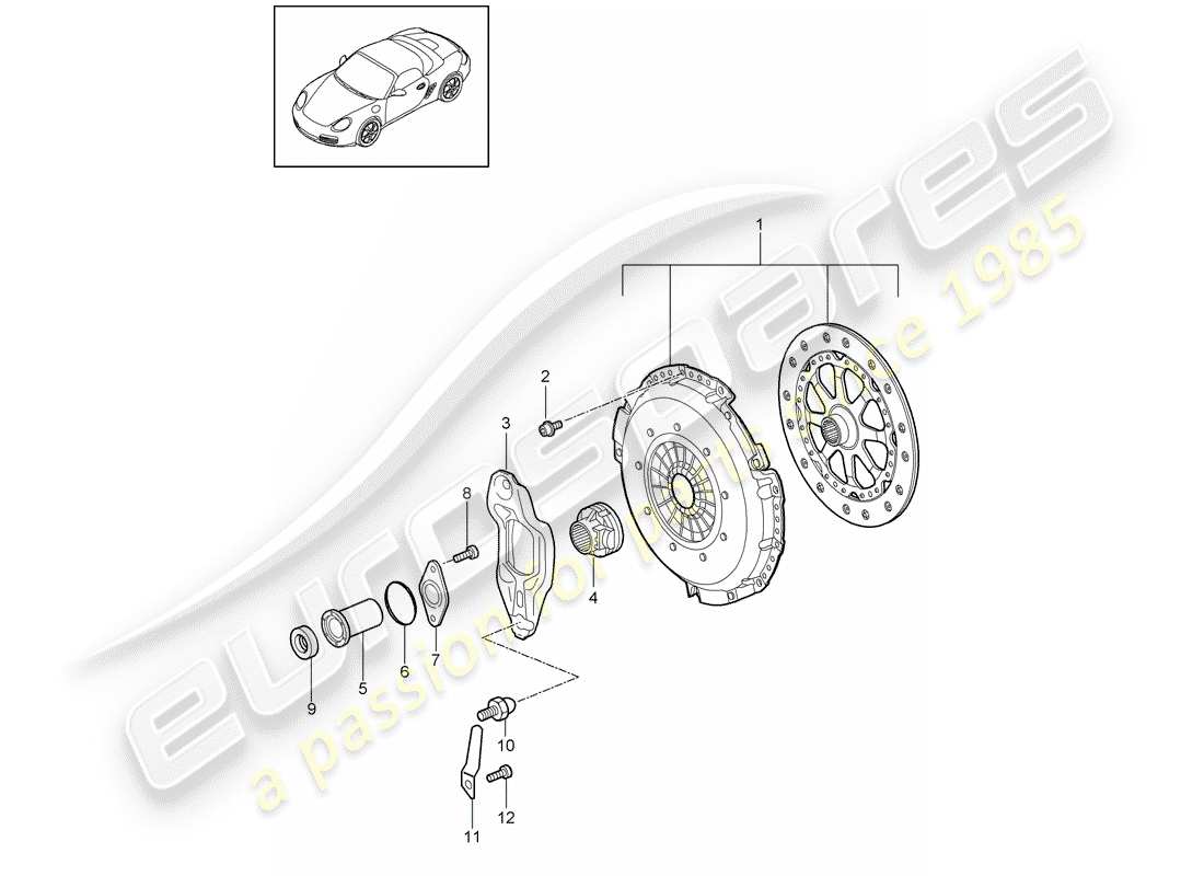 porsche 2009 (987 boxster) kupplung teilediagramm