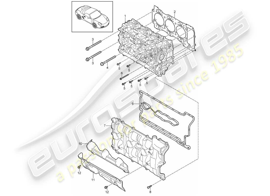 porsche 2009 (987 boxster) zylinderkopf teilediagramm