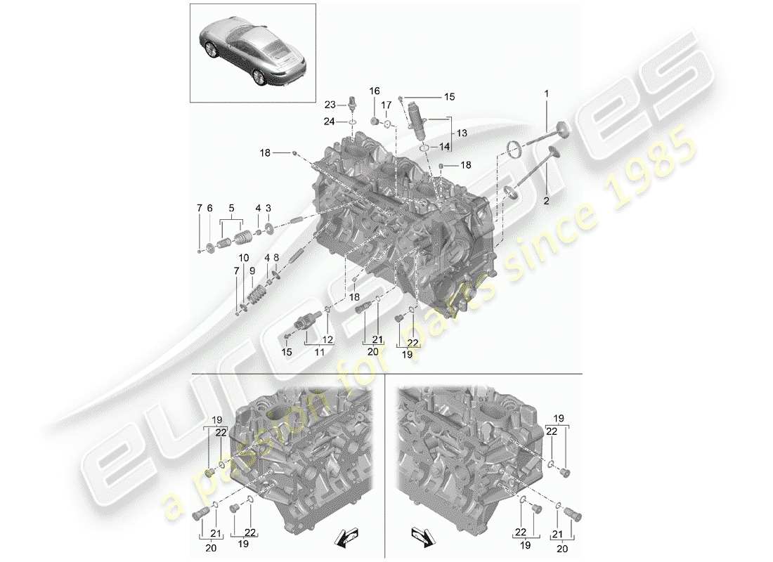 porsche 2012 (991-1) zylinderkopf teilediagramm