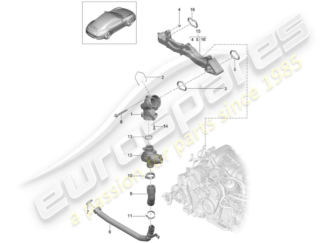 porsche 2012 (991-1) hilfsrahmen-ersatzteildiagramm