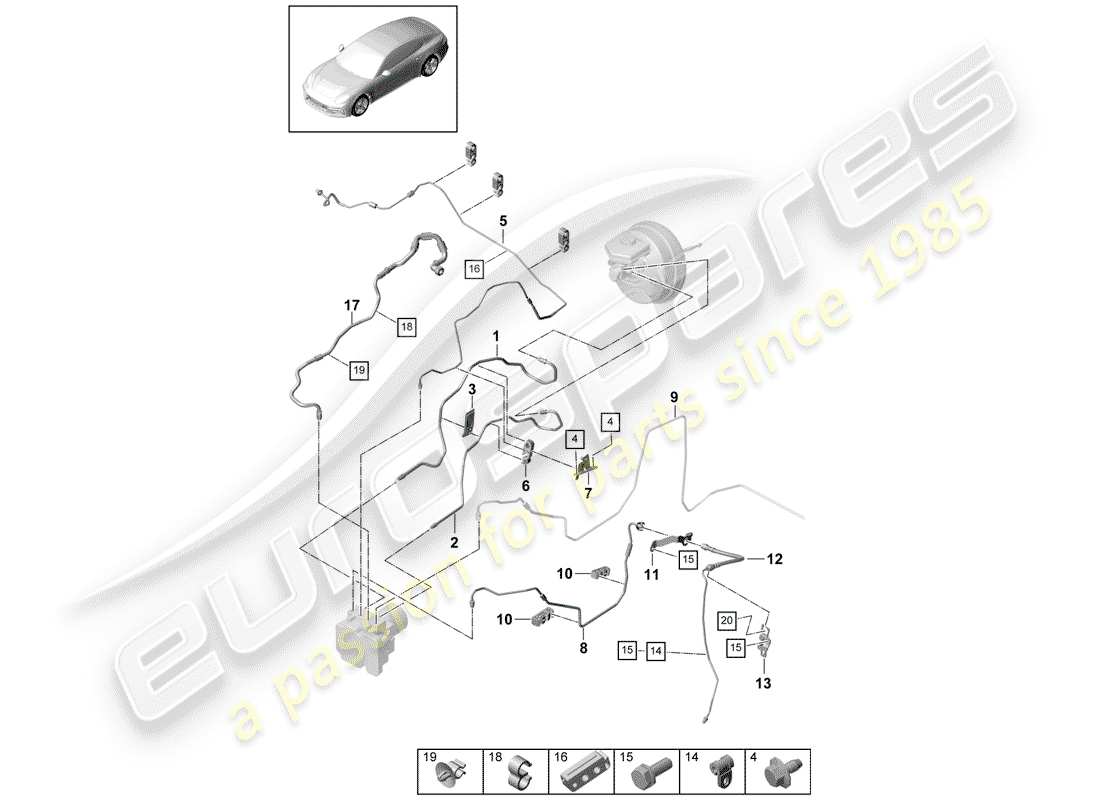 porsche 2020 (panamera 971-1) bremsleitung ersatzteildiagramm
